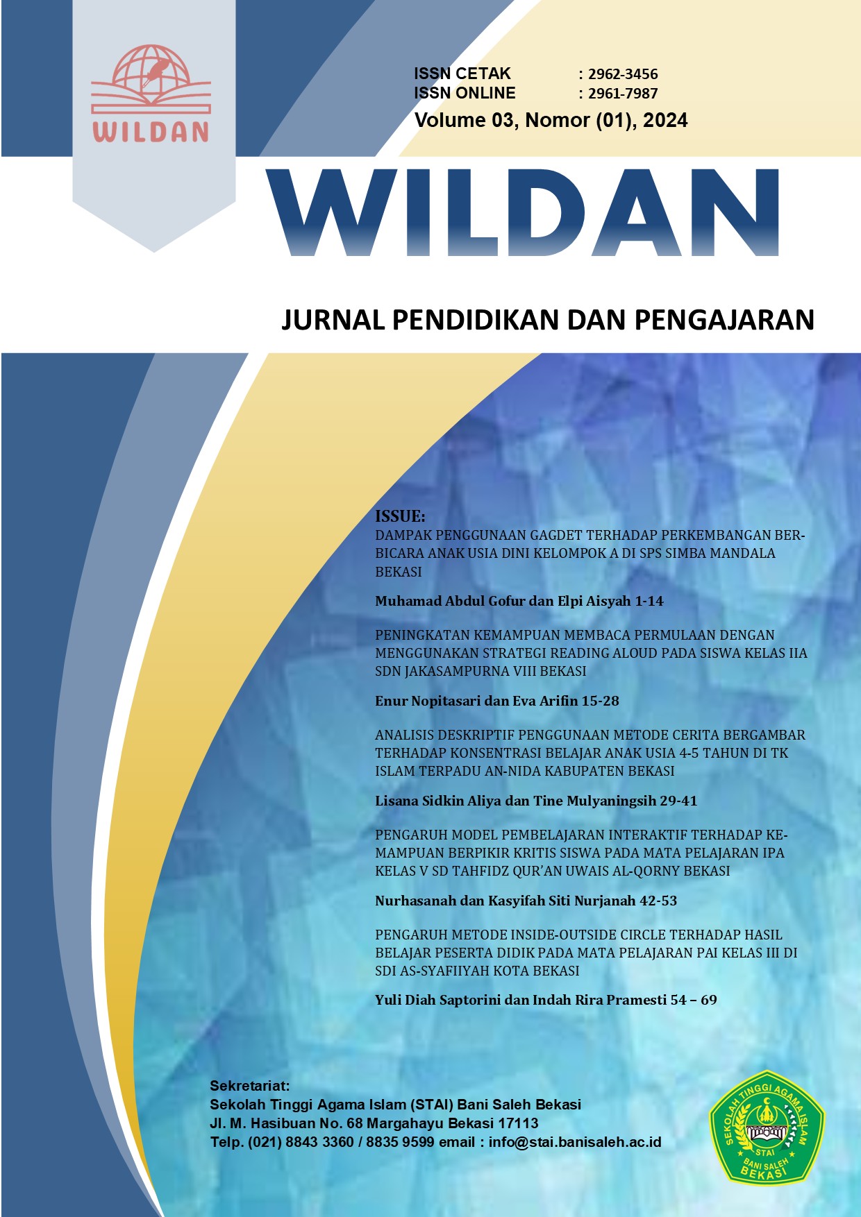 					View Vol. 3 No. 1 (2024): Wildan: Jurnal Pendidikan dan Pembelajaran 
				